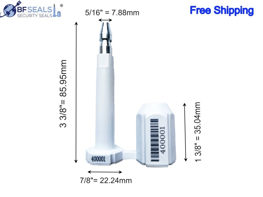 High Security BOLT Seal for Cargo Containers, 10 pcs .White Color, Numbered,