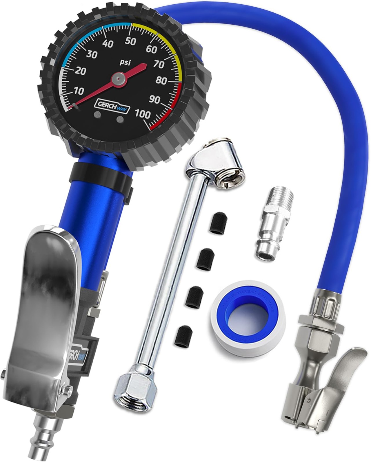 Tire Inflator with Pressure Gauge and Longer Hose - Most Accurate, Heavy Duty...