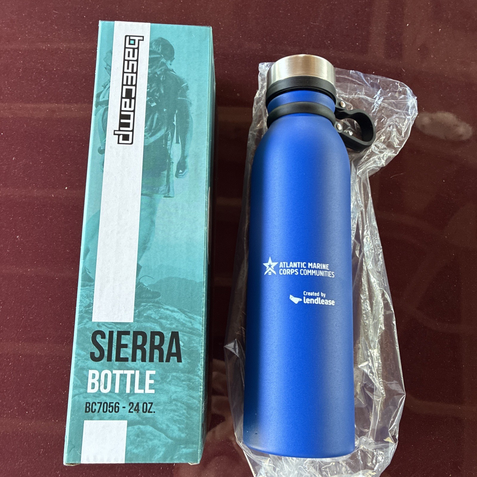 Basecamp Sierra Bottle -blue 24 Oz - Stainless Steel insulated w/Atlantic Marine