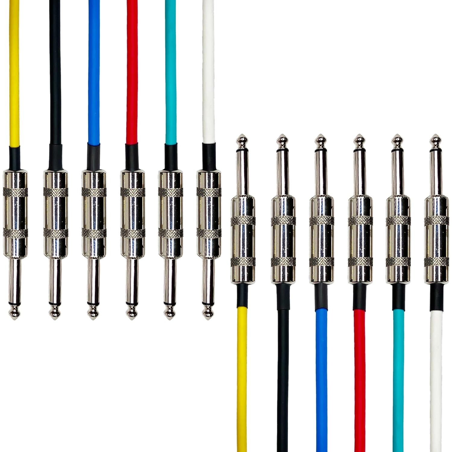 Axcessables 1/4-Inch TS (Mono) Multi-Colored Unbalanced Patch Cables (6 Pack)