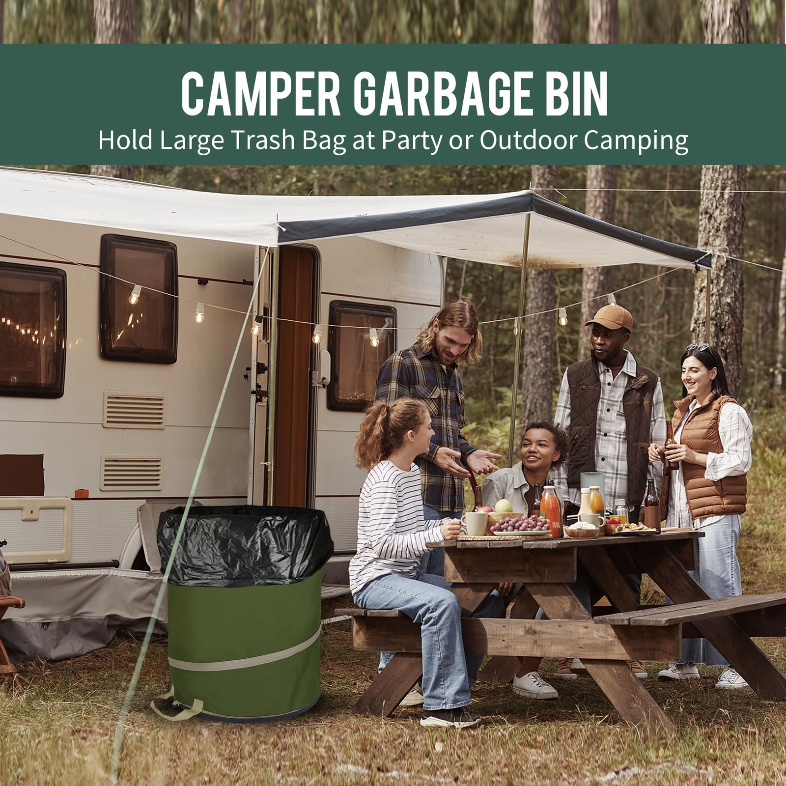 Rachmi 47 Gallon Collapsible Trash Can 2-Pack with Hard Bottom | Extra Large ...