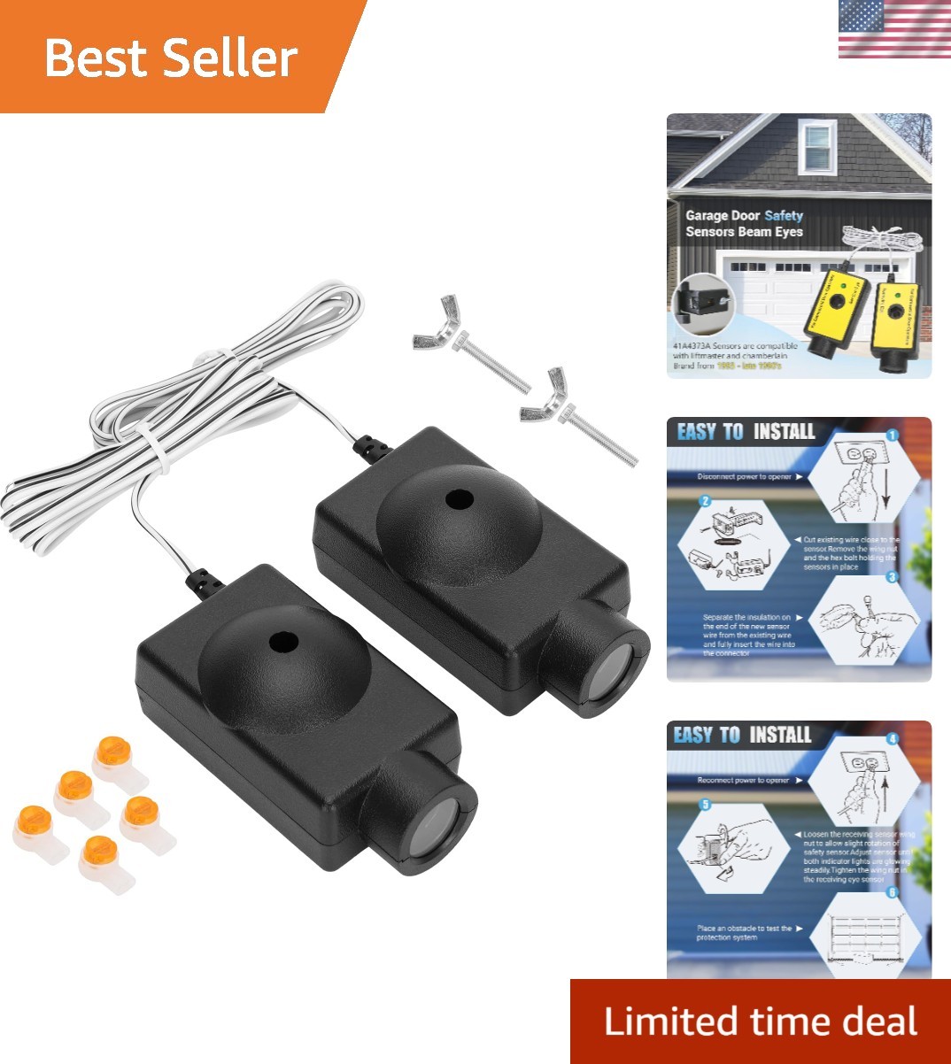 Efficient 41A4373A Safety Sensors for Liftmaster/Chamberlain Garage Doors