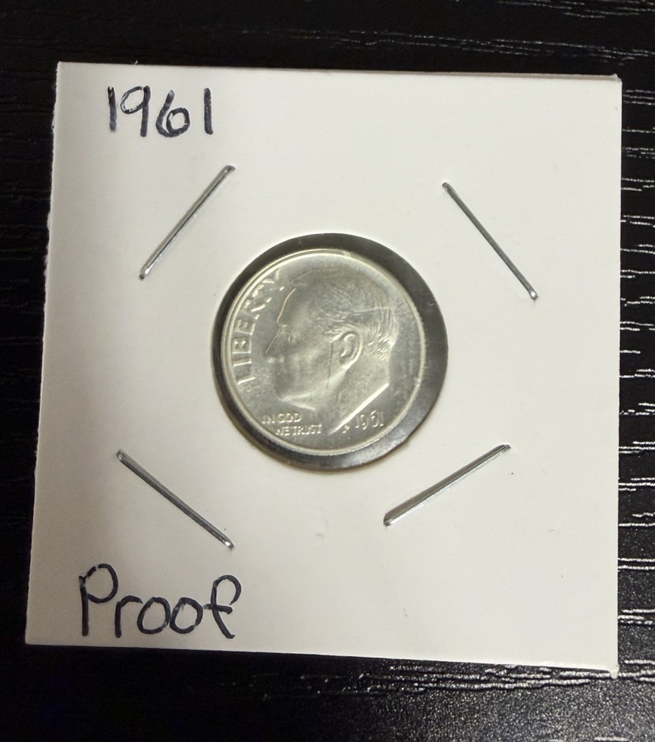1961(P) Roosevelt Dime Gem Proof 90% Silver 10c Rare USA Coin MINT Currency