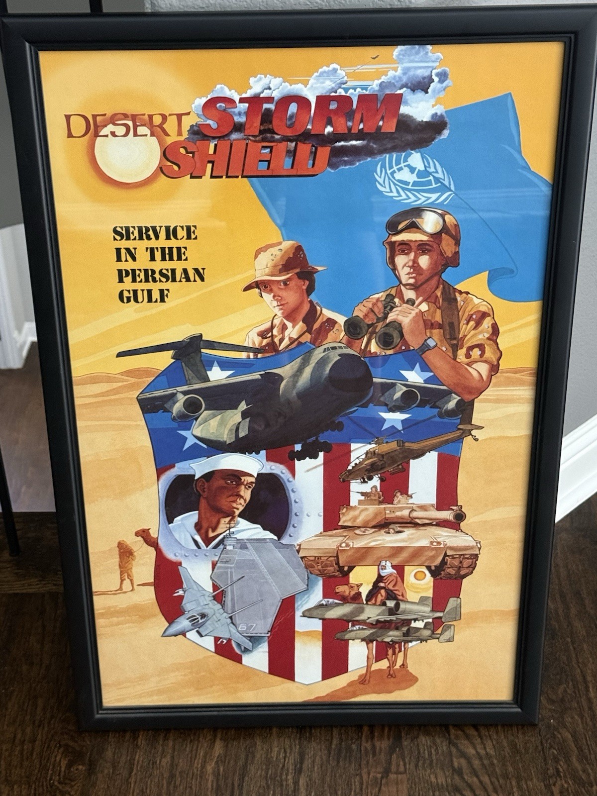 Operation Desert Storm Shield Framed 1991 Service In The Persian Gulf 23x34