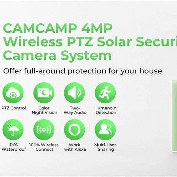 4MP Solar Security Cameras Outdoor Wireless System Color Night Vision Spotlight