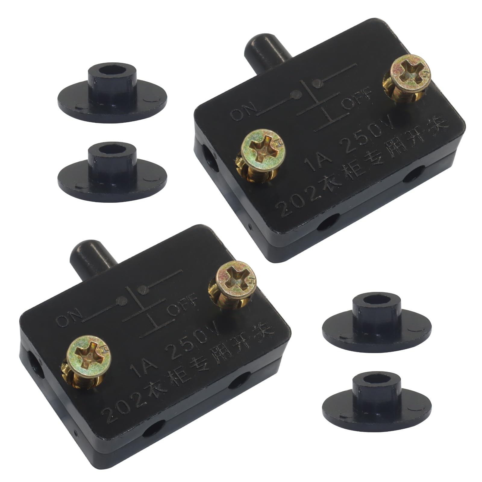 Rierdge 2 Pcs Automatic Switch for Cabinet Light, On Off Touch 2 PCS, Black
