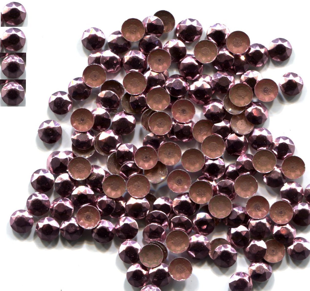 720 Rhinestuds Faceted Metal ROSE PINK 2mm Hot Fix 5 gross