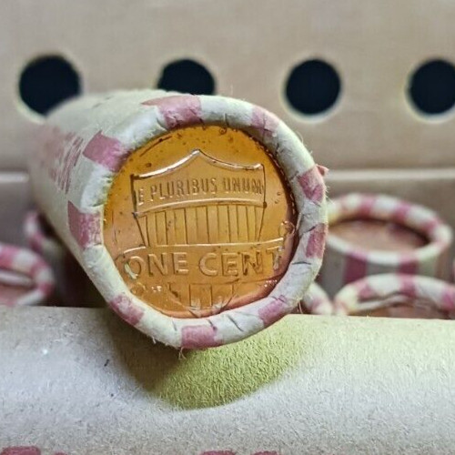 2014(P) OBW BU Roll of Lincoln Shield Coins from fresh cut bank box