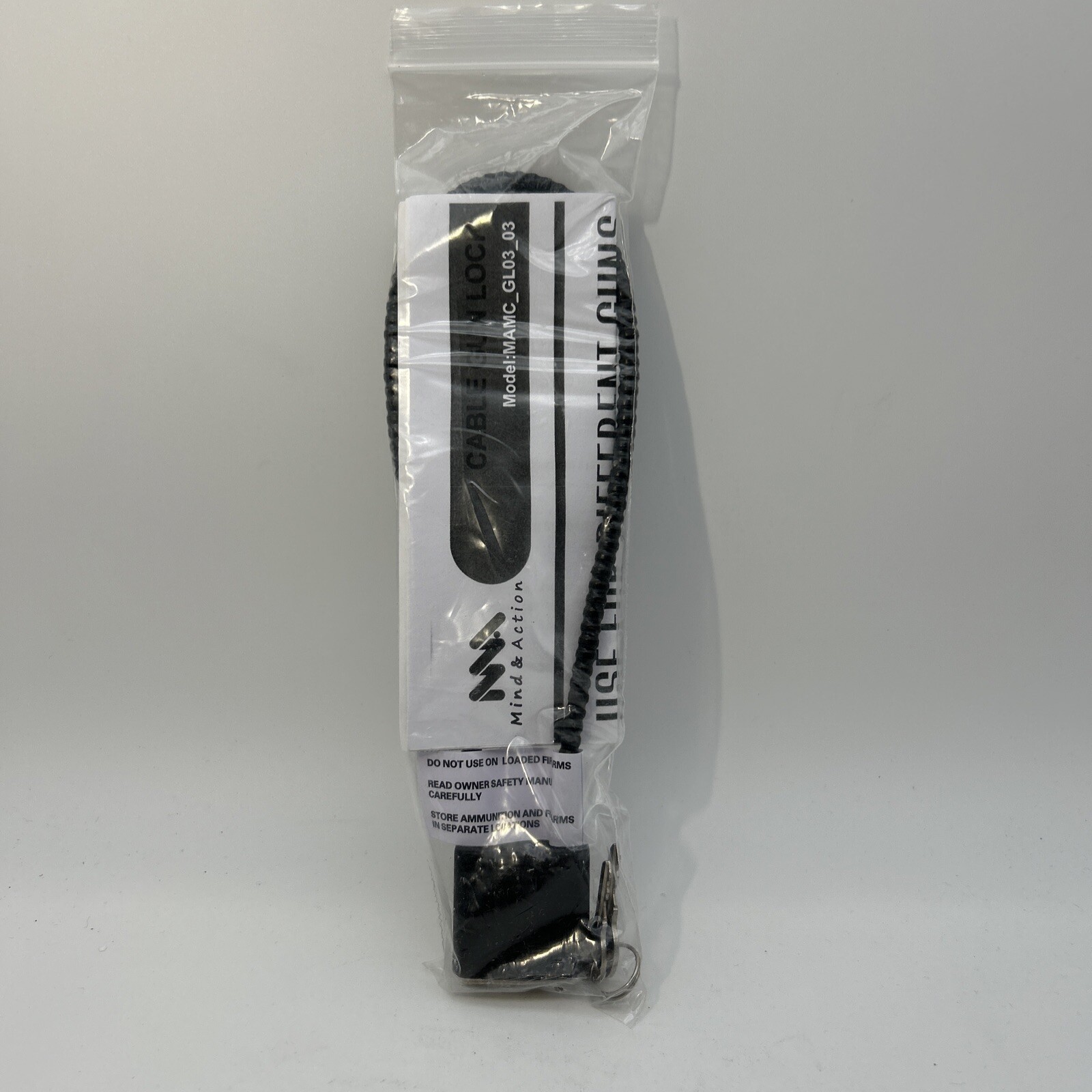 New Sealed Mind & Action Black Cable Gun Lock With Key Model:MAMC_GL03_03 Safety
