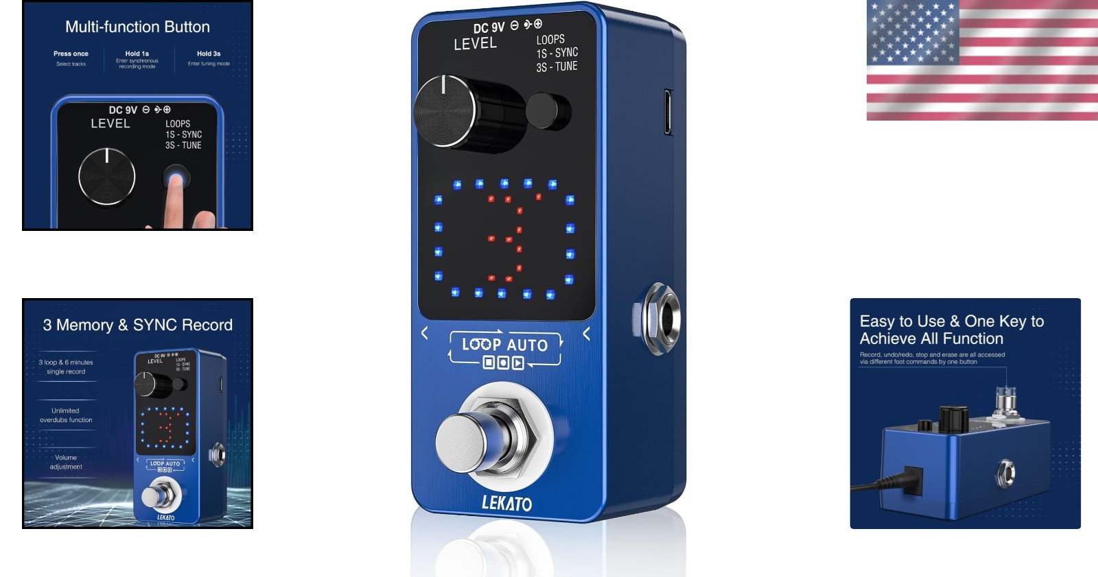 Guitar Looper Pedal with SYNC & Tuner Function