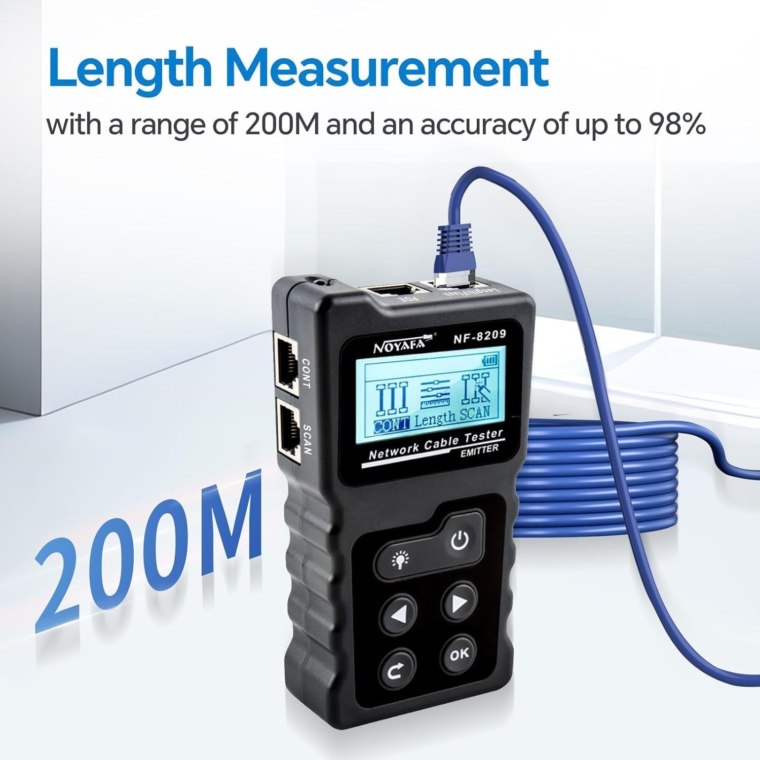 Network Cable Tester with POE NCV RJ45 Length & Continuity Check