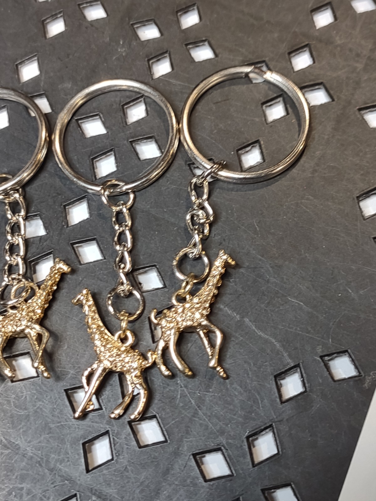 Set Of 3 Matching Giraffe Keychains / Keyrings