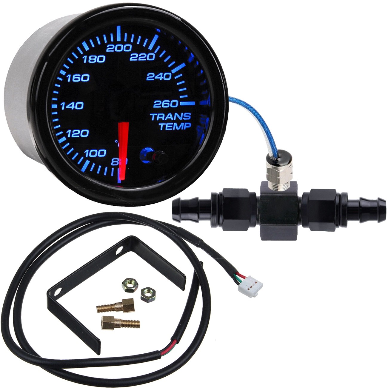 2 INCH TRANSMISSION OIL COOLER TEMPERATURE GAUGE 6AN HOSE FITTING ADAPTER SENDER