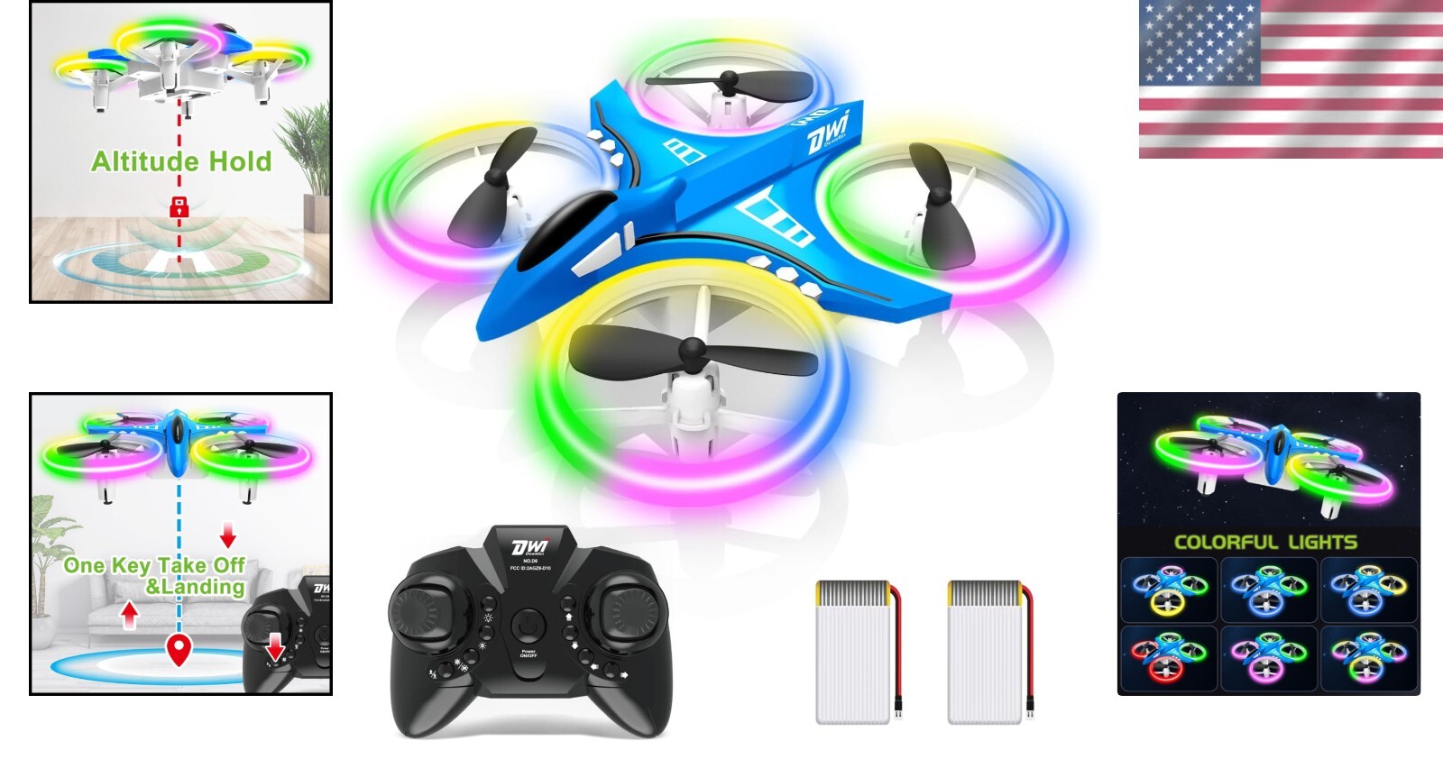 Blue Nano Quadcopter – Mini Drone with 15 Min Flight Time & Headless Mode