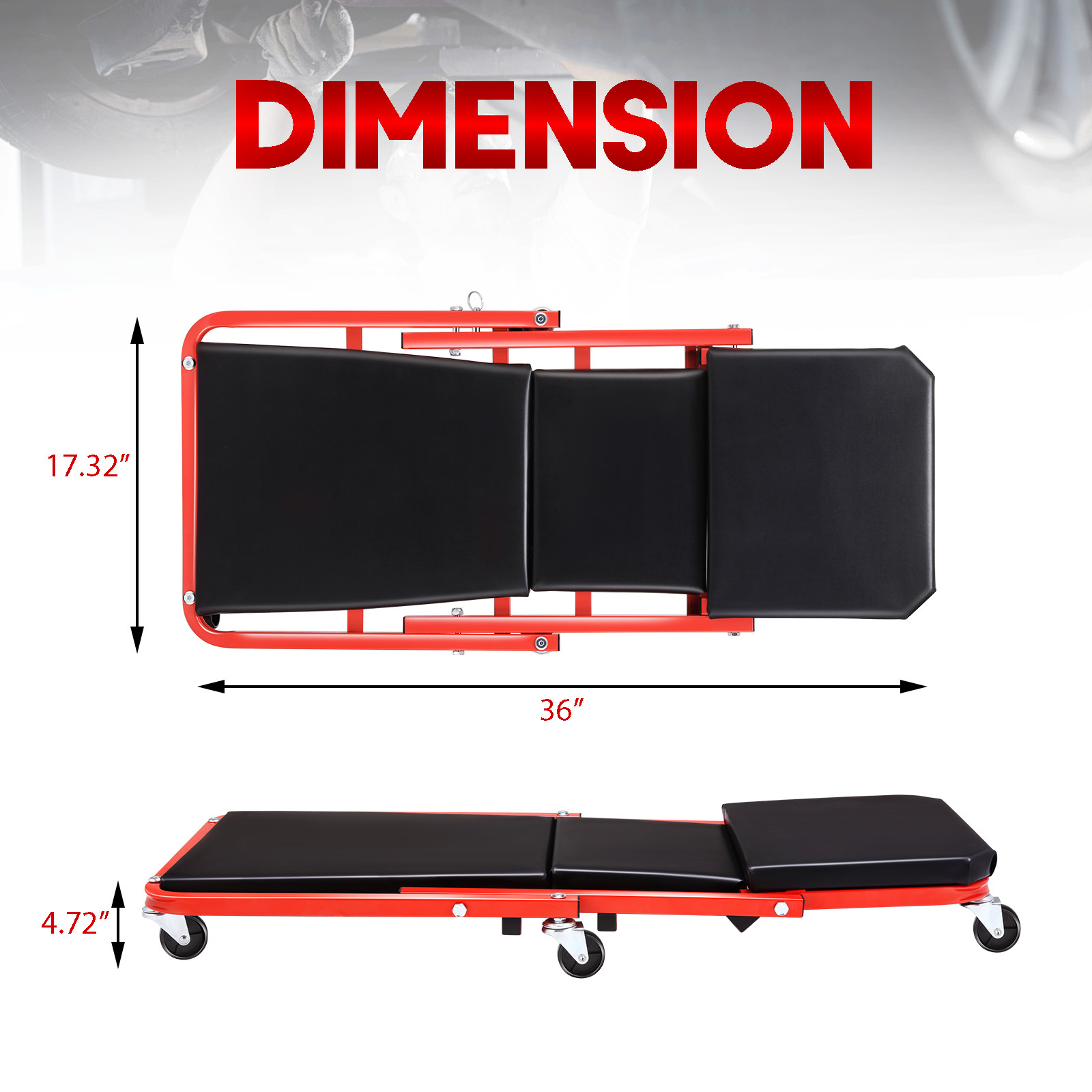 40"36" 2 in 1 Z-Creeper Seat Automotive Mechanic Rolling Creeper for Garage Shop