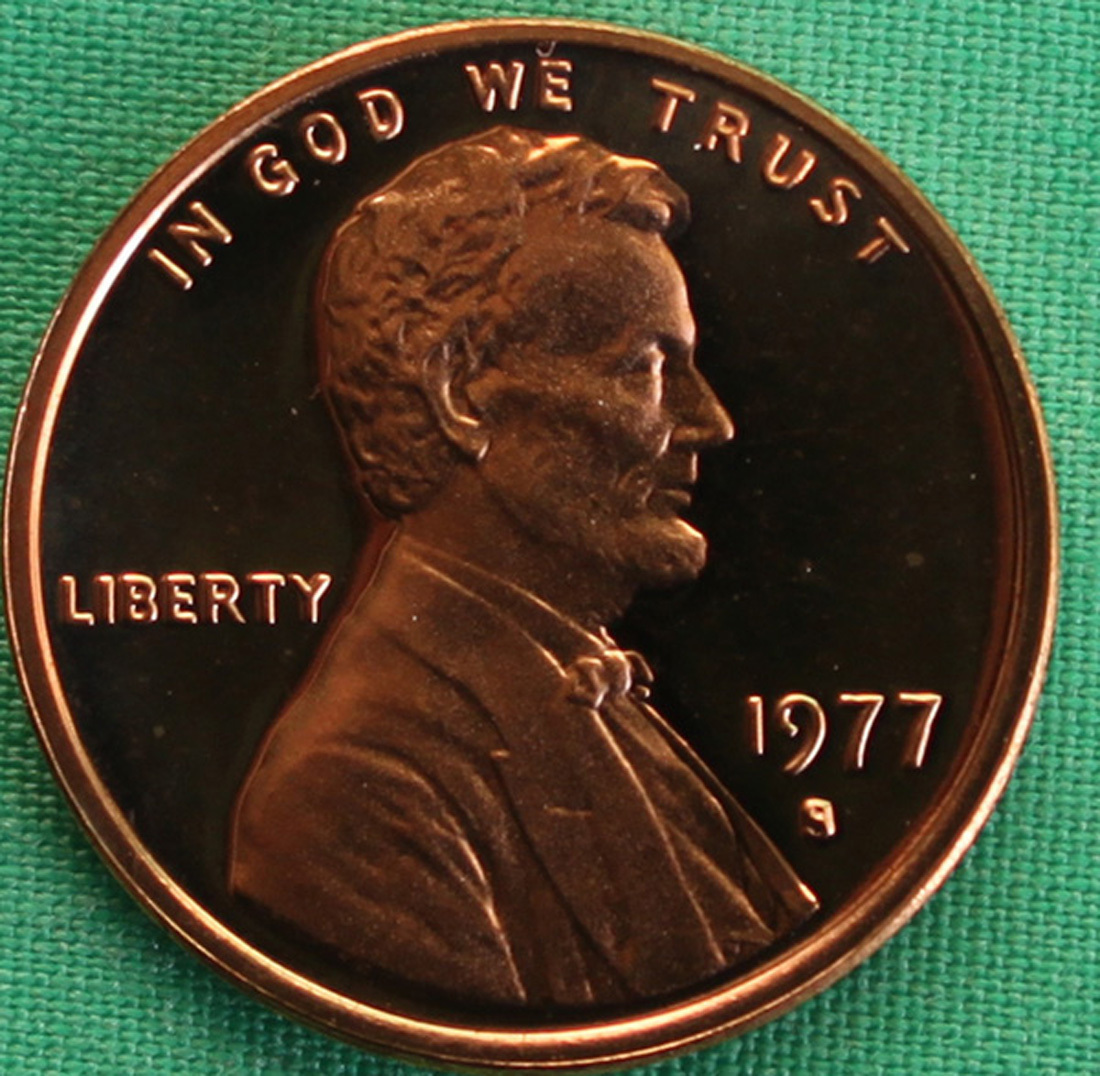 1977 S Lincoln Penny One-Cent Proof U.S. Mint Copper Coin 1c from Proof Set