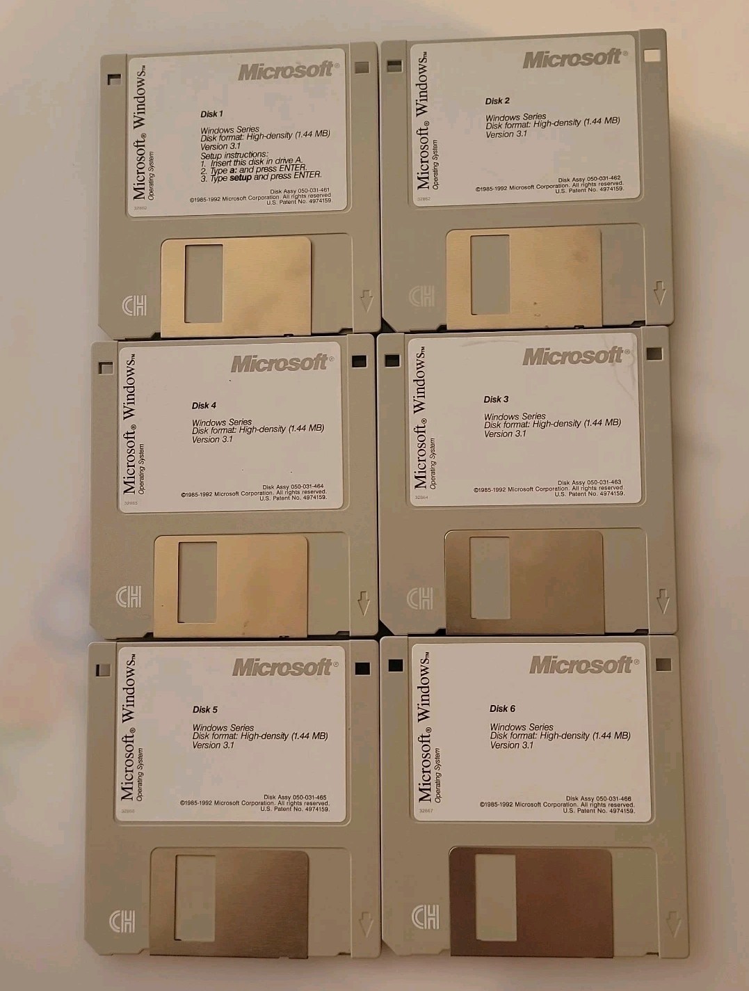 Vintage Microsoft Windows 3.1 Complete 6-disk Set Installation Hardware 1985-92