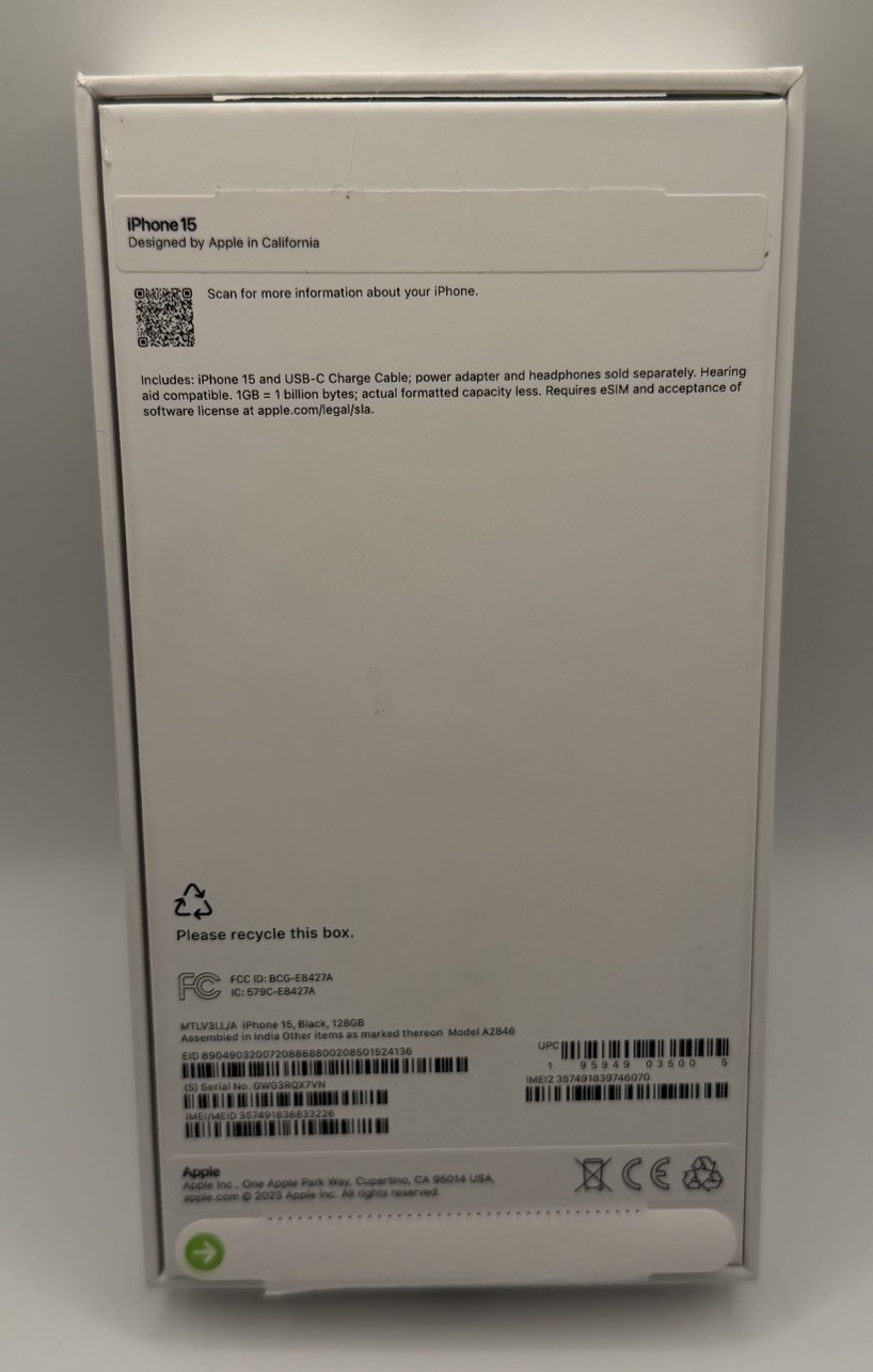 Apple iPhone 15 (BOX ONLY)