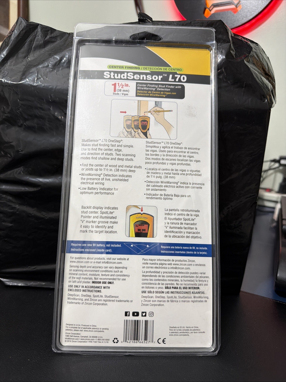Zircon Center Finding Stud Sensor L70 Brand New Sealed Package