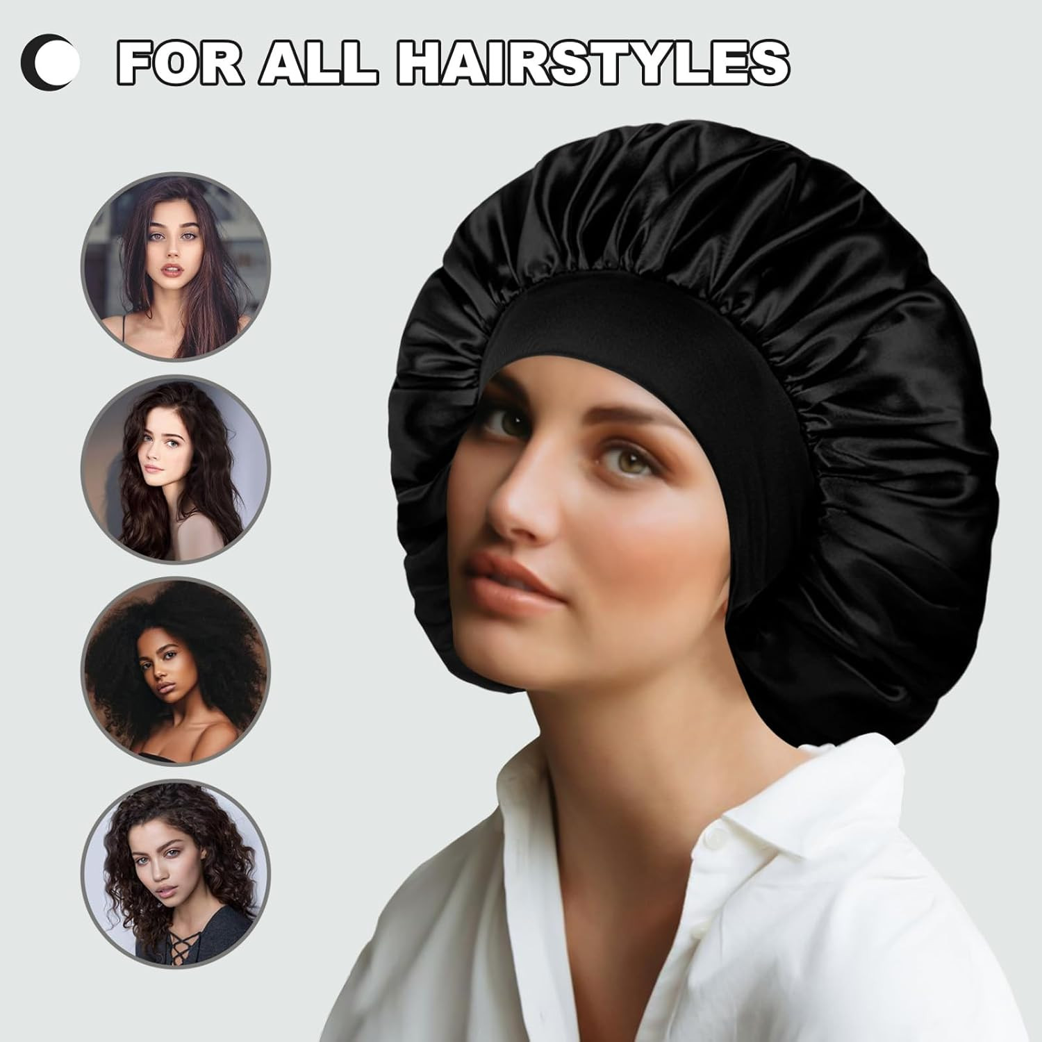 Extra Large Satin Bonnet Hair Cap, 17Inches Silk Bonnet for Sleeping, Jumbo Silk