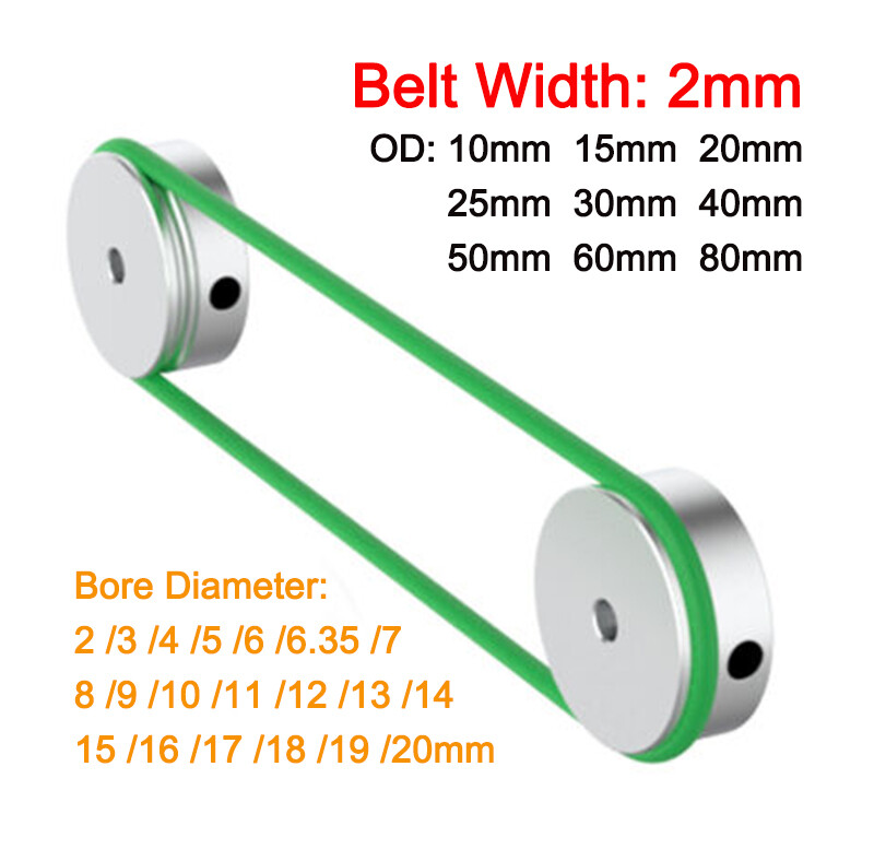 U Grooved Pulley PU Round Belt Pulleys Aluminum For 2mm Width Belt OD 10-80mm