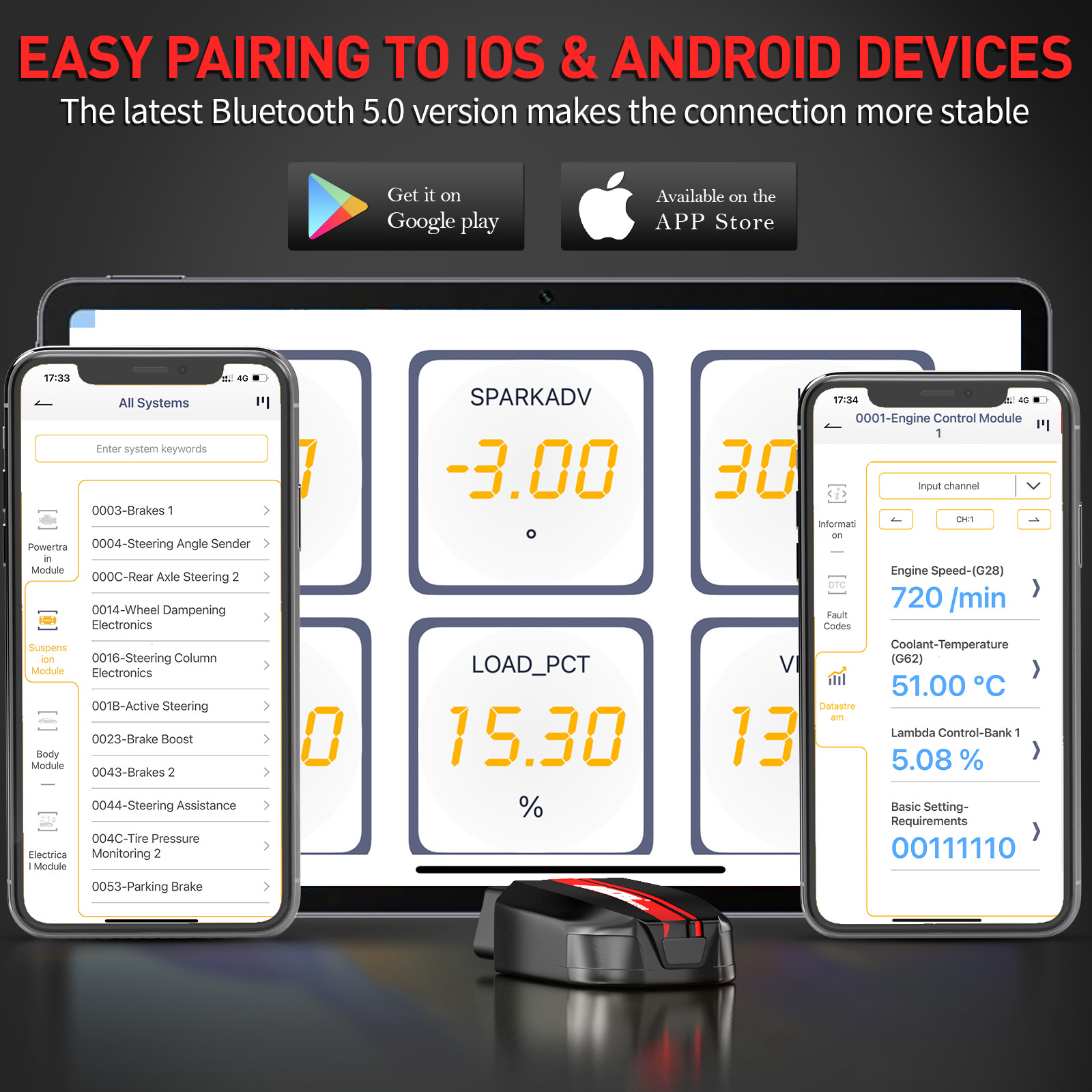 ANCEL BD500 For VAG Car OBD2 Diagnostic Scanner Bluetooth All System Code Reader