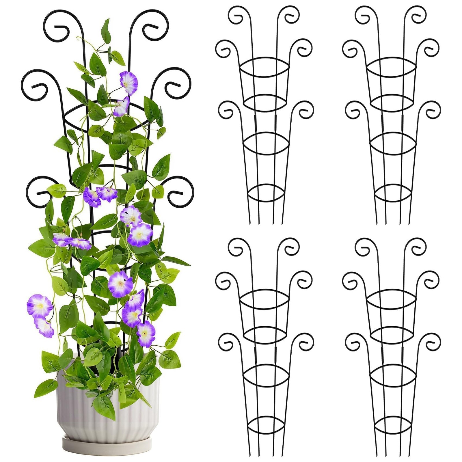 QIAOKAIYAN 4 Pack 30 Inch Tall Metal Plant 30" | Haven for Houseplants, Black