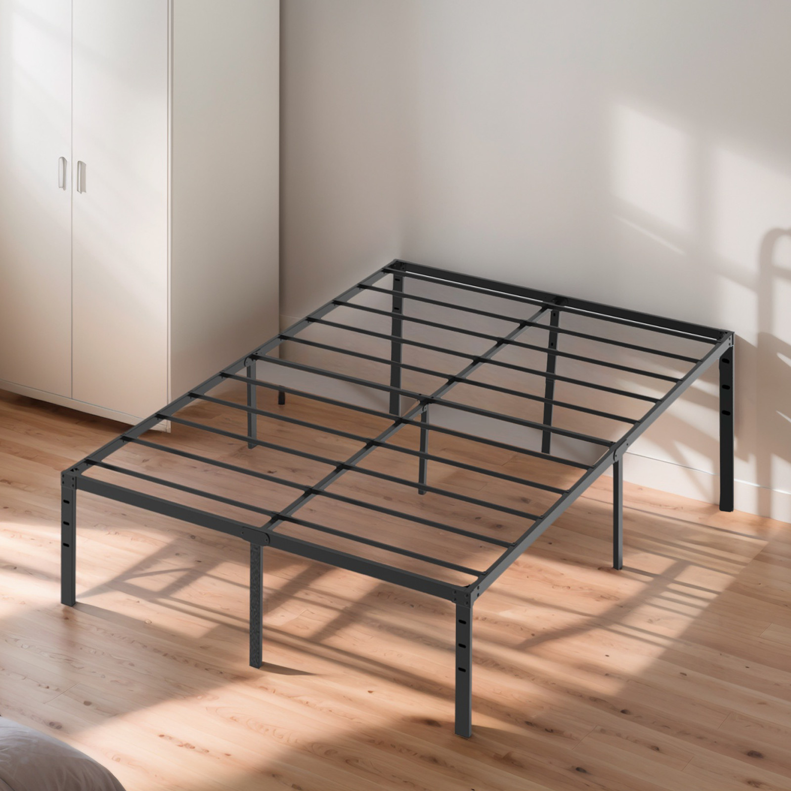18 inch Twin Full Queen King Metal Bed Frame with Under-Bed Storage Space Black