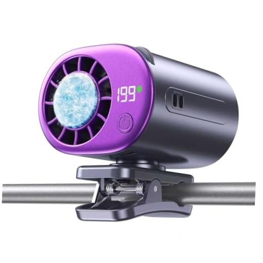 Clip-On Portable Fan with Ice Cooling, 20000 RPM Rechargeable Handheld Grey