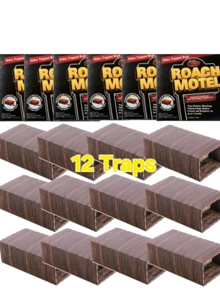 12 Black Flag Roach Motel Cockroach Bug Killer bait Glue Trap