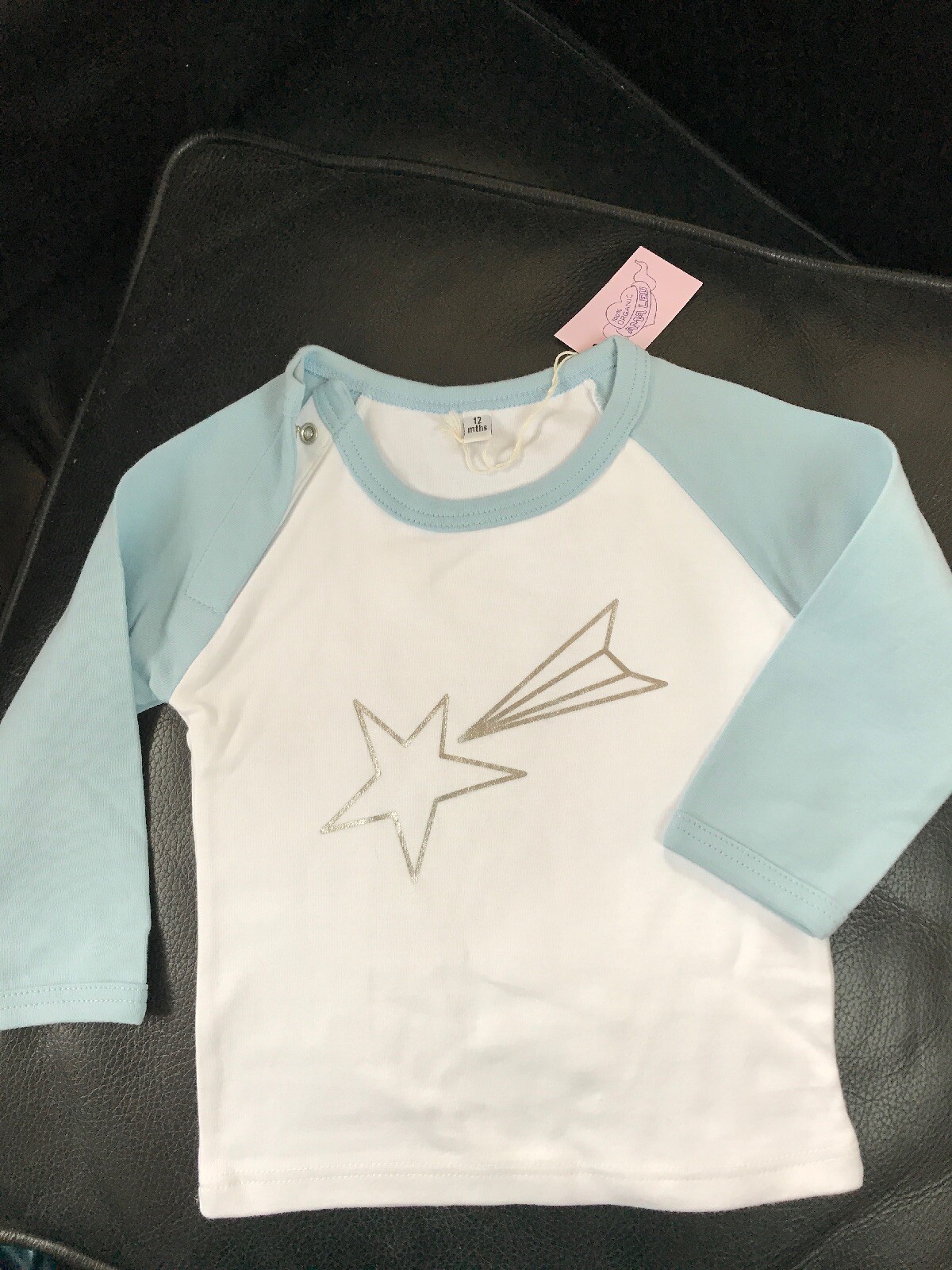 Baby Organic Baseball Tee Super Cool Star Design 12 Months Great Gift