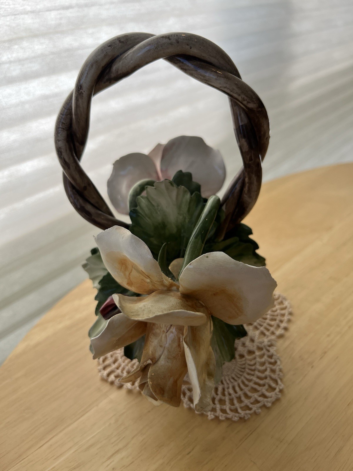Vintage Capodimonte Floral Basket