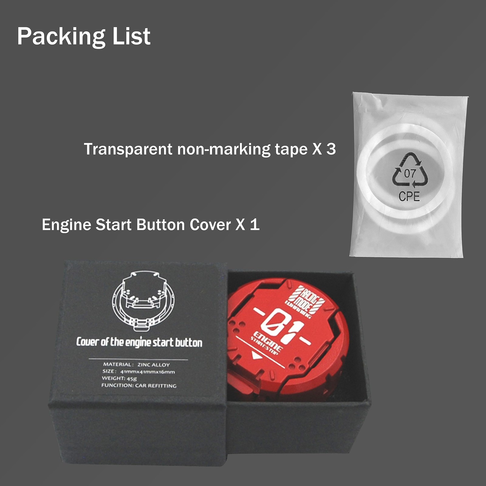 Erarise Metal Mecha Push Start Button Cover Car Engine Start Stop Button Cover