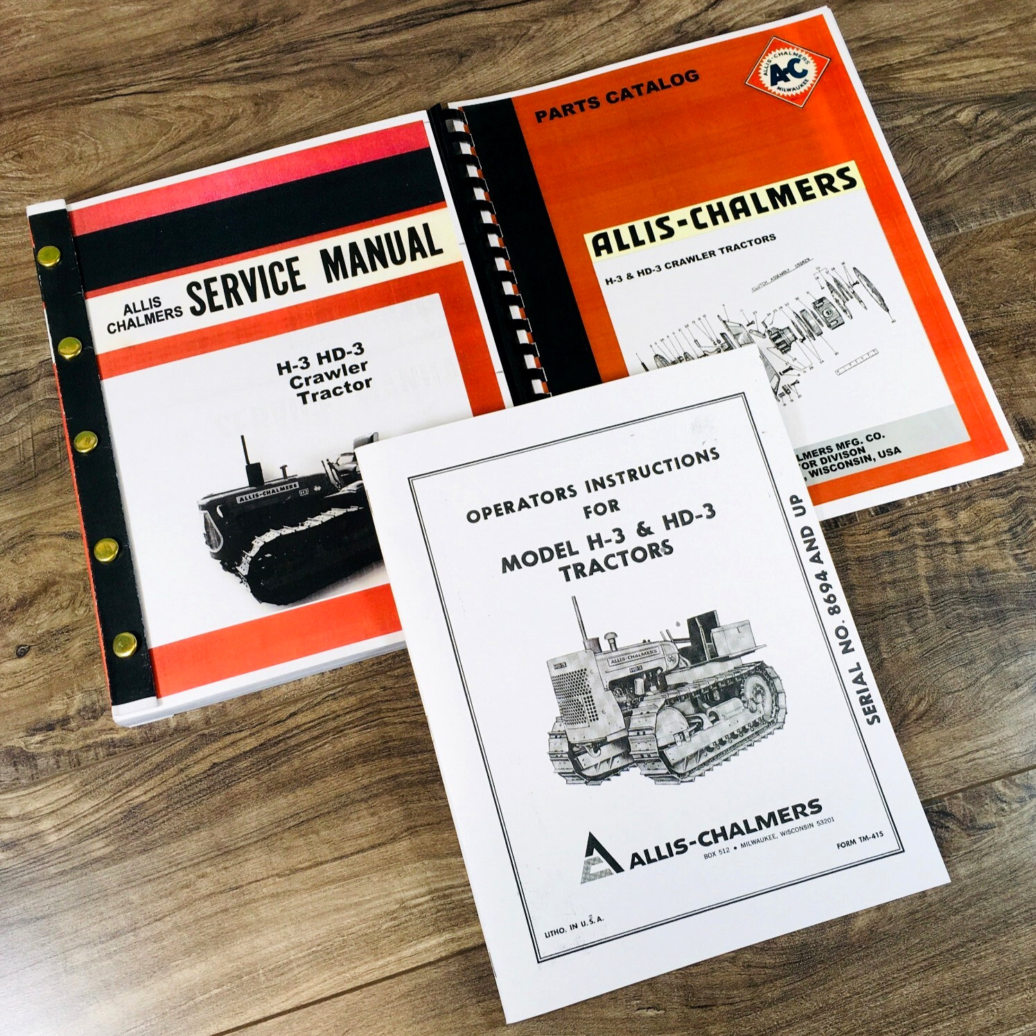 Allis Chalmers H-3 HD-3 Crawler Tractors Service Manual Parts Operators 8694-UP