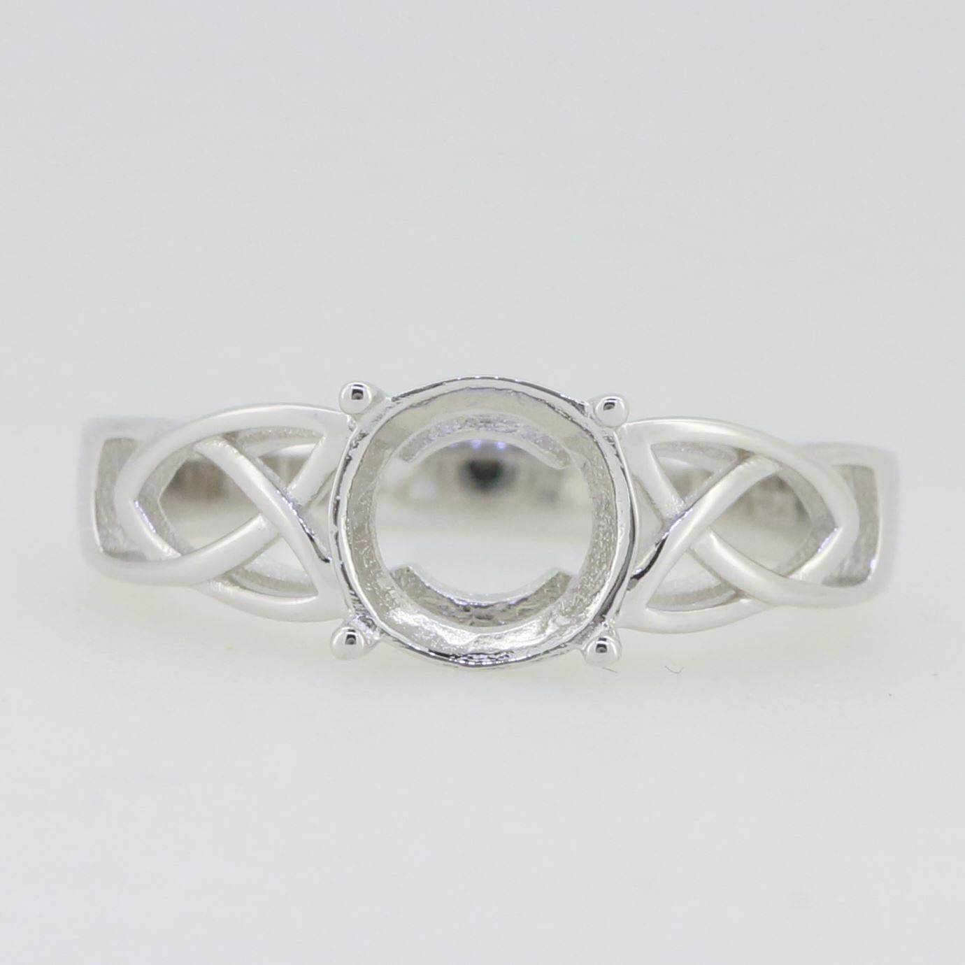 Sterling Silver Semi Mount Ring Setting Round RD 8x8mm White Topaz