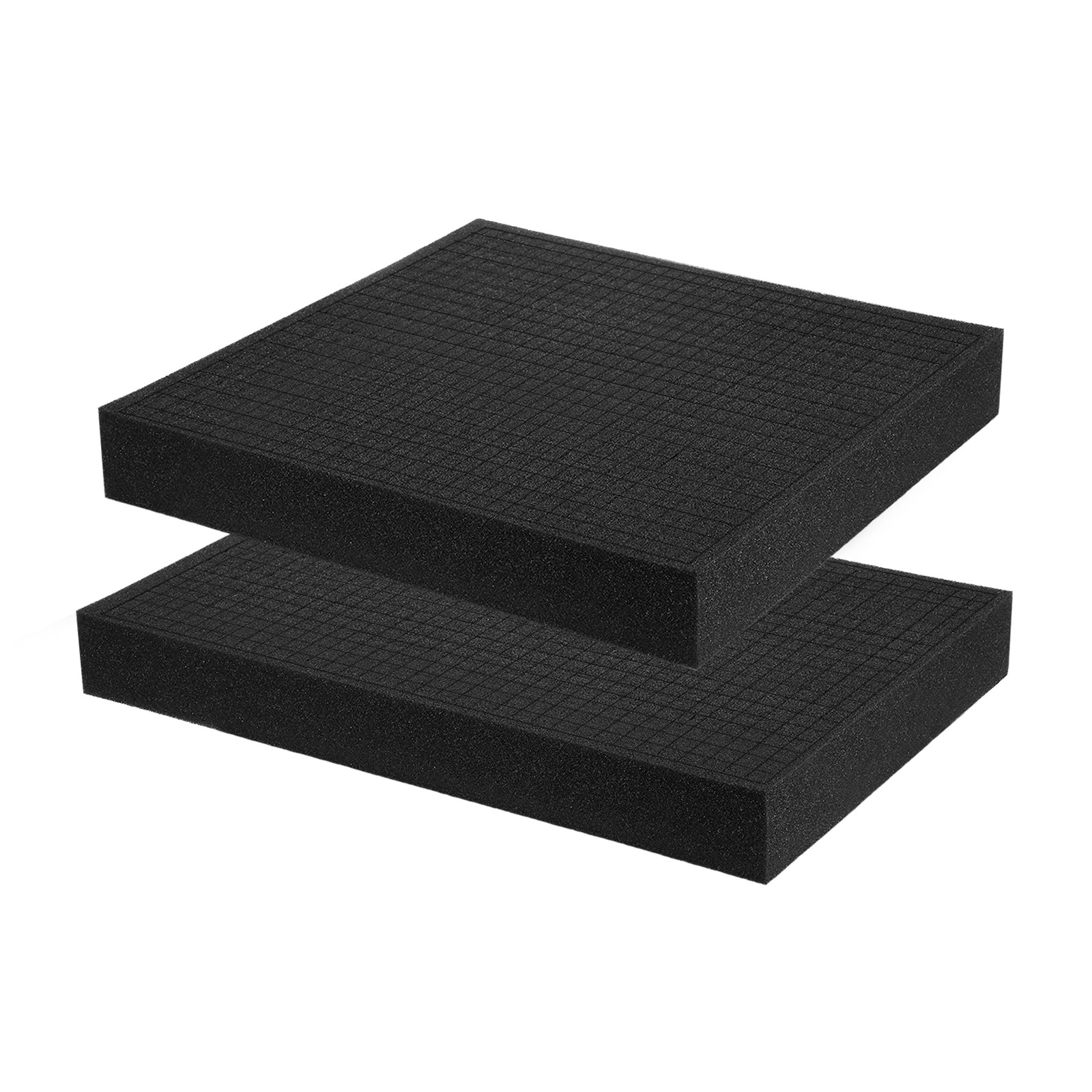 16"Lx8"Wx2"T & 12"Lx12"Wx2"T Polyurethane Foam Inserts Pre Cut(Black, 2pcs)