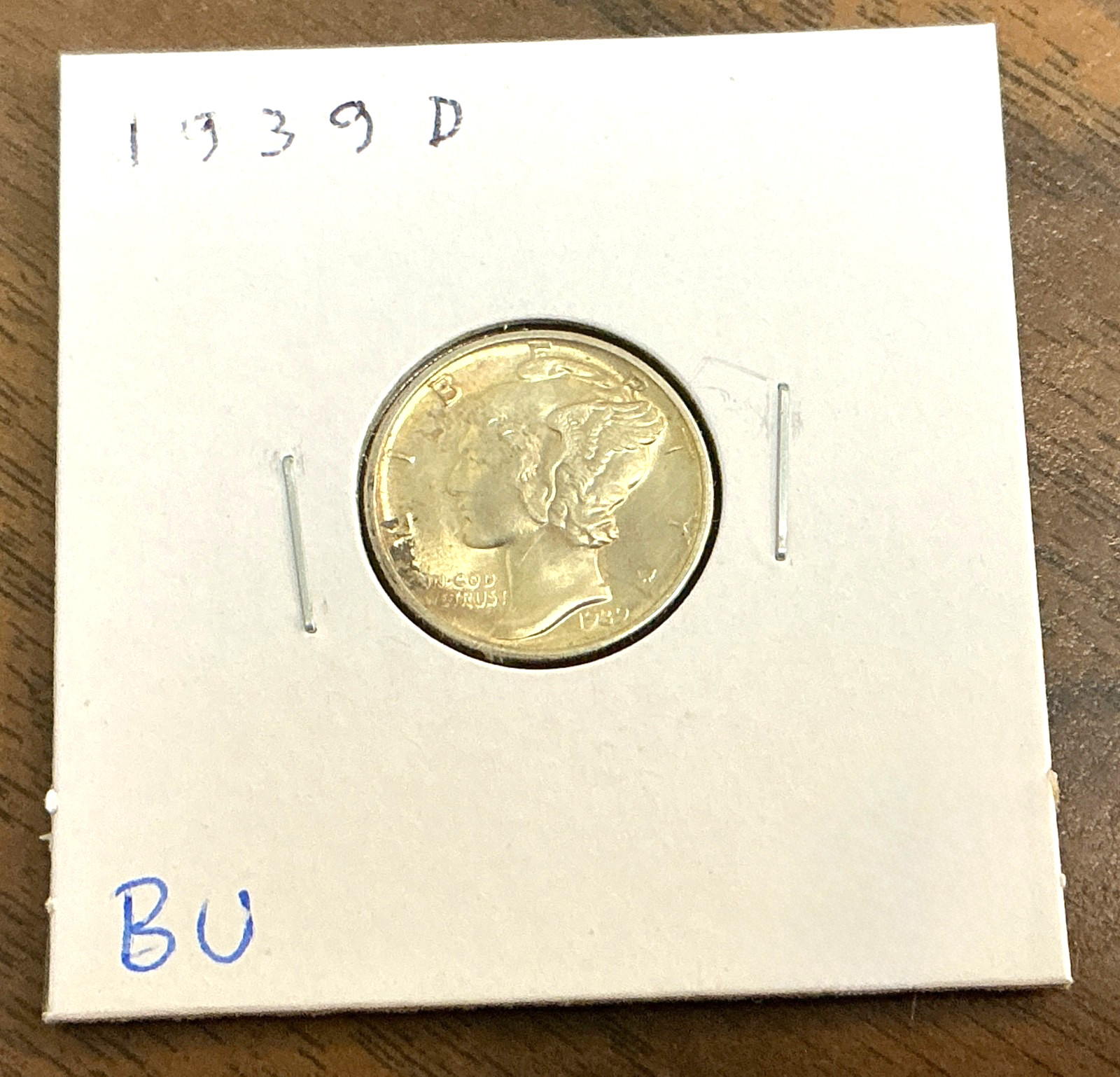 1939-D Mercury Silver Dime 10c -  BU - natural toning.