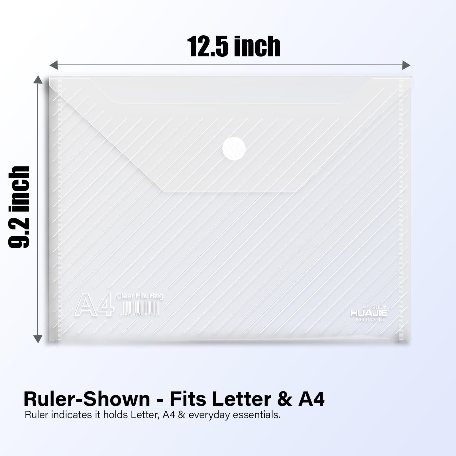 10 Pack, Plastic Envelopes – Transparent Waterproof Reusable File Folders for A4