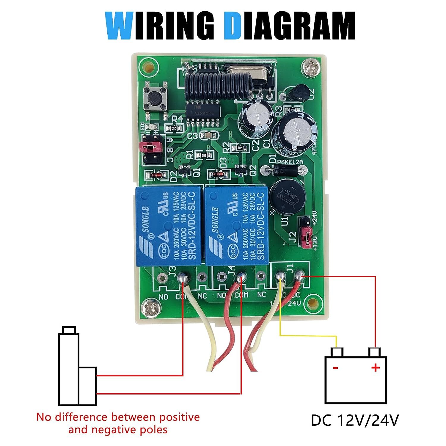 Wireless Remote Control for Linear Actuator Forward Reverse 12V 24V Switchable