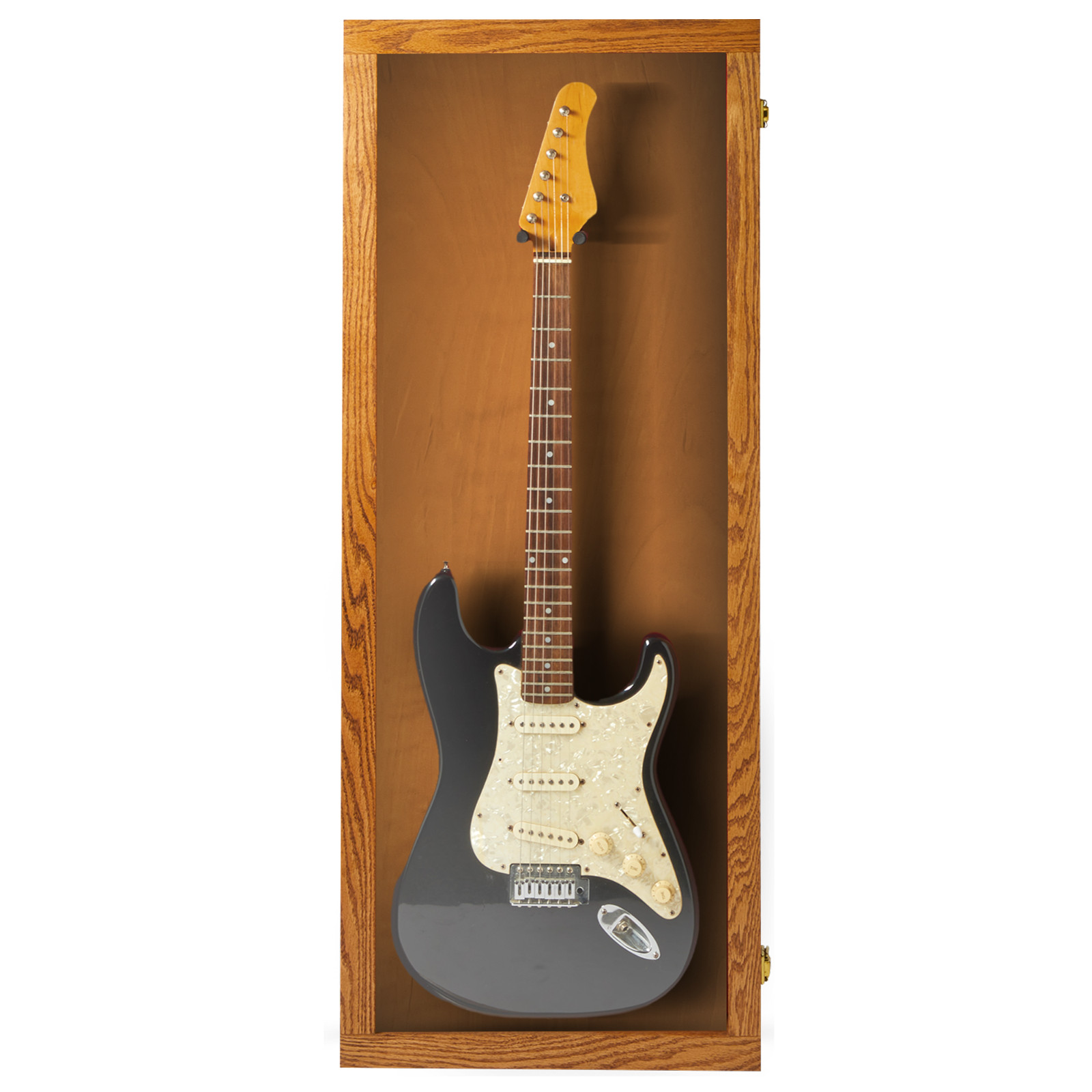 Oak Finish Guitar display case Solid hardwood with Locks