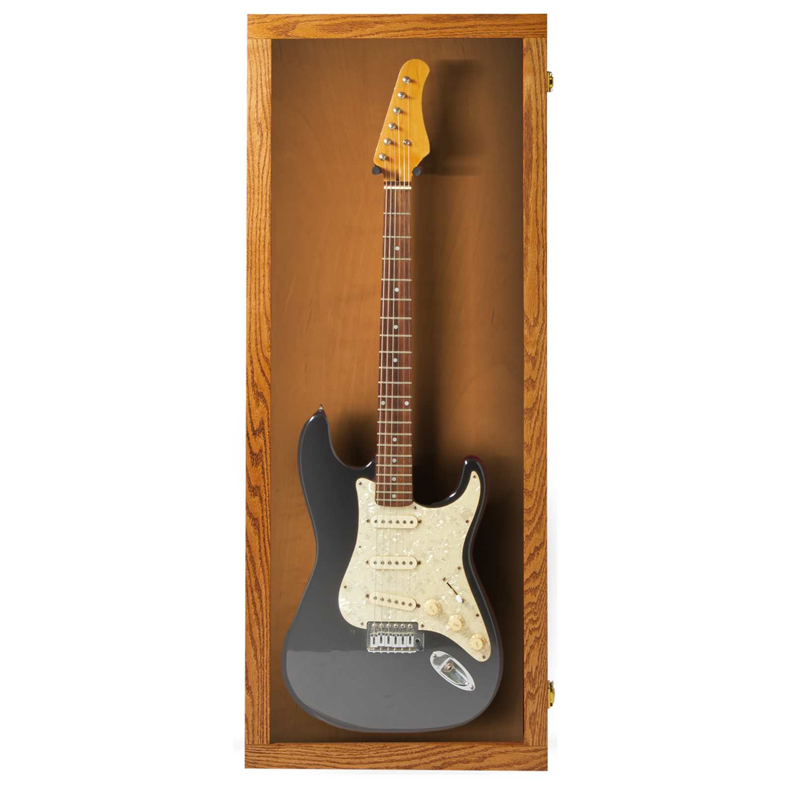 Oak Finish Guitar display case Solid hardwood with Locks