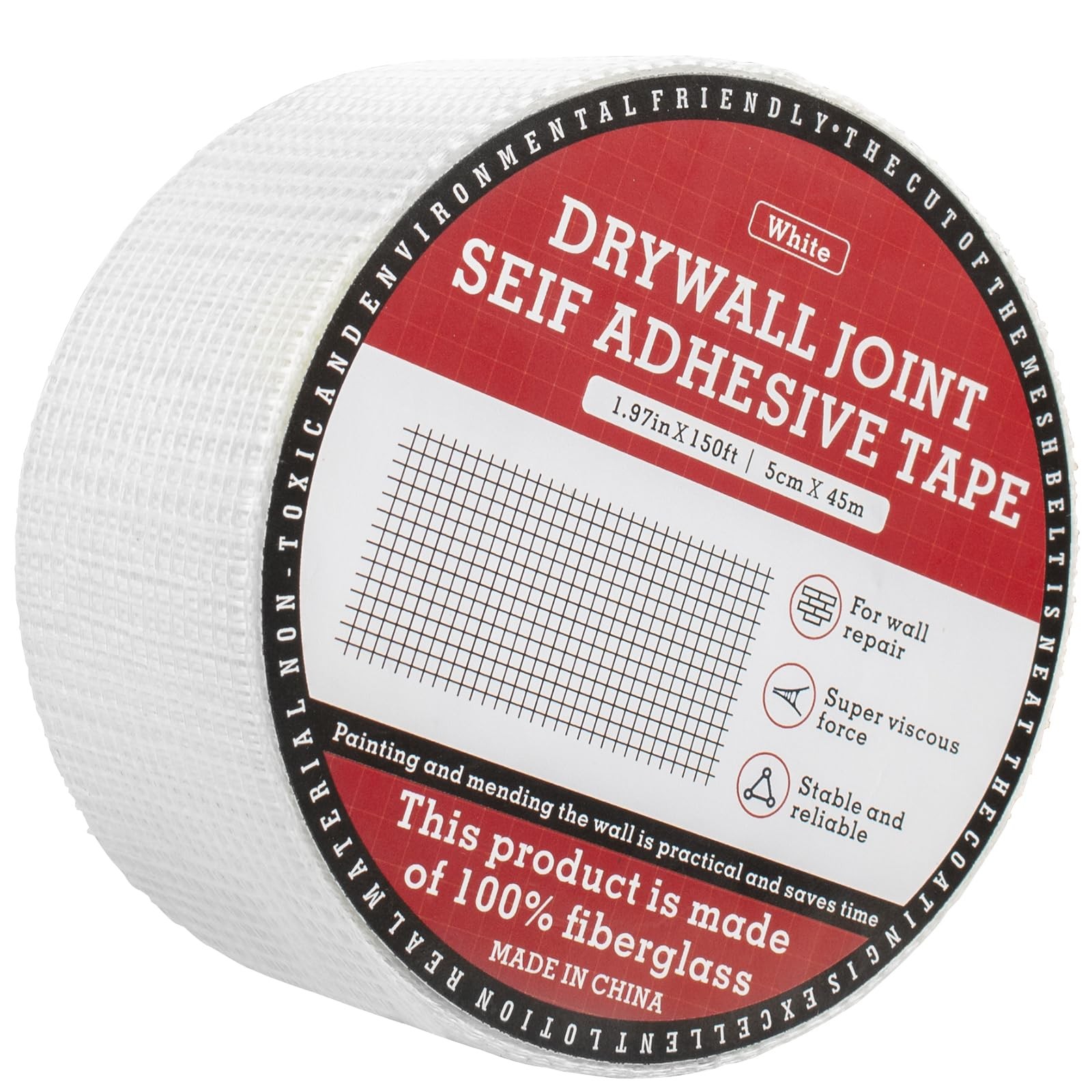 Drywall Fiberglass Mesh Tape 1.97in x150ft Self Adhesive for Sheetrock Crack Rep