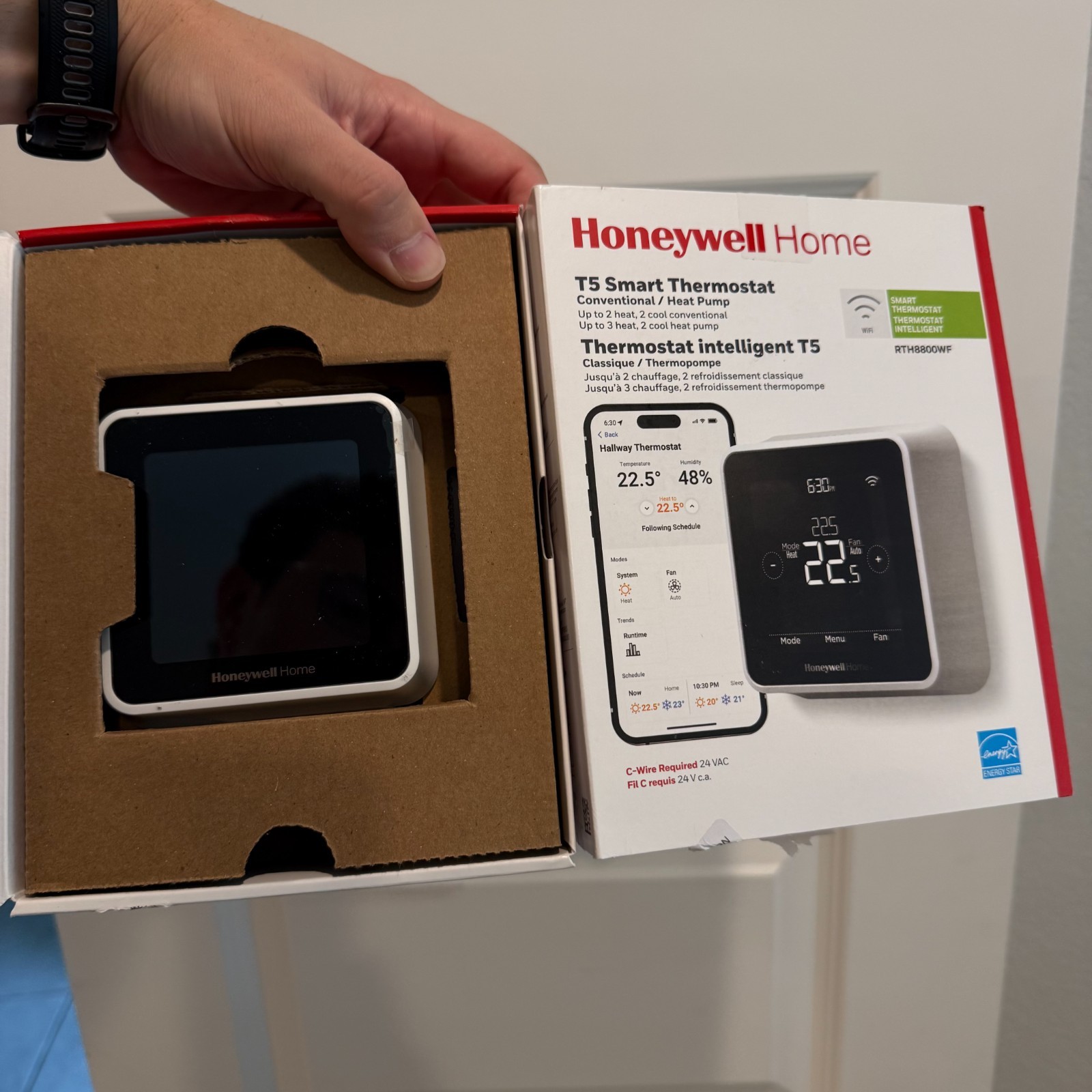 Honeywell Home T5 7-Day Smart Wi-Fi Thermostat White - Open Box