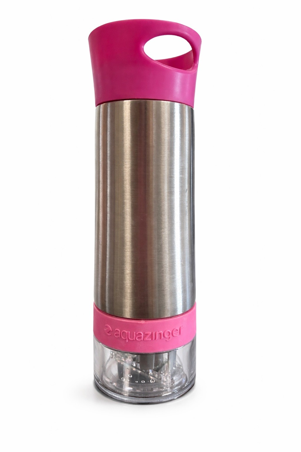 Aquazinger 20 oz. Stainless Steel Water Fruit Infuser Bottle Pink VGC