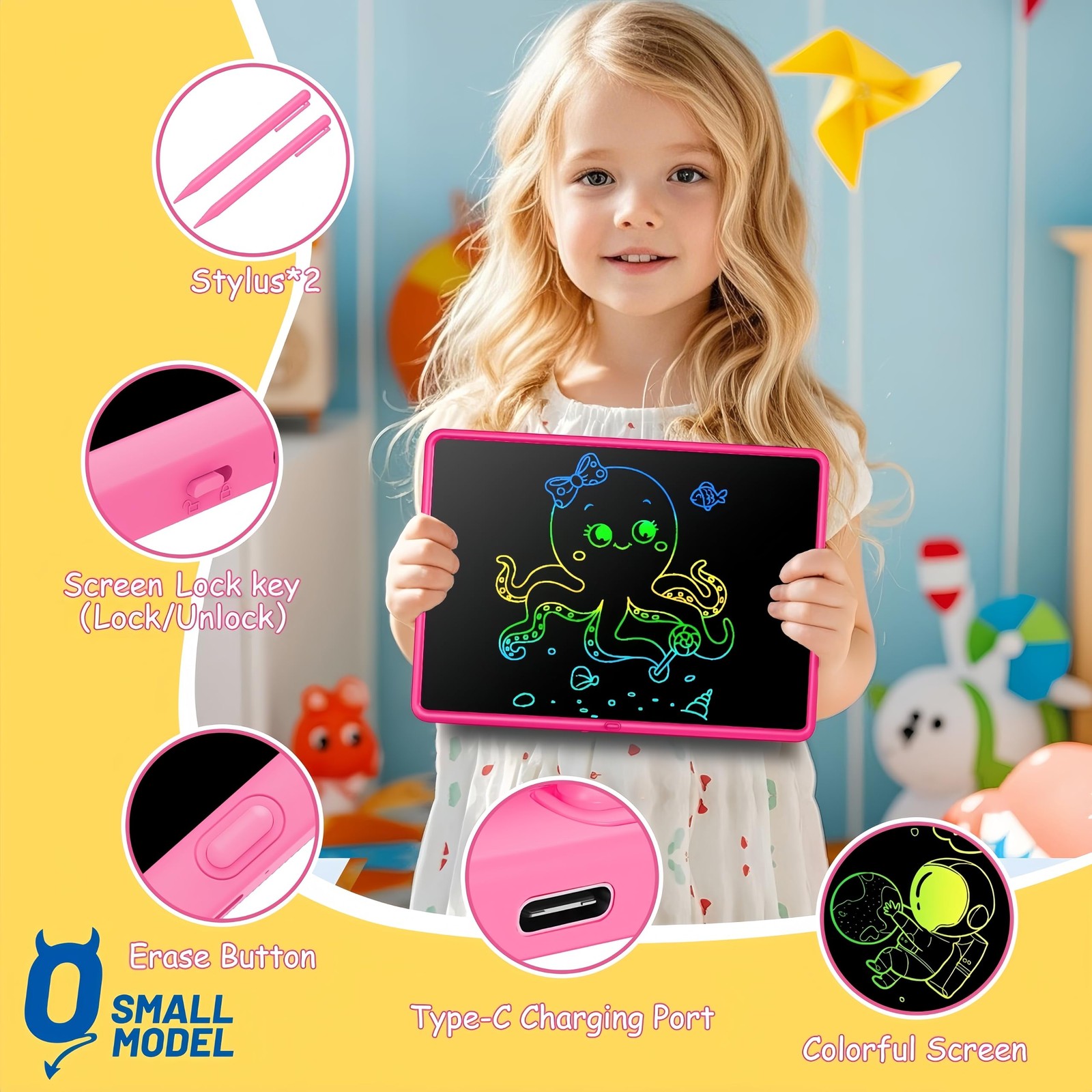 20" LCD Writing Tablet for Kids, Educational Drawing & Learning Toy, Mess-Free