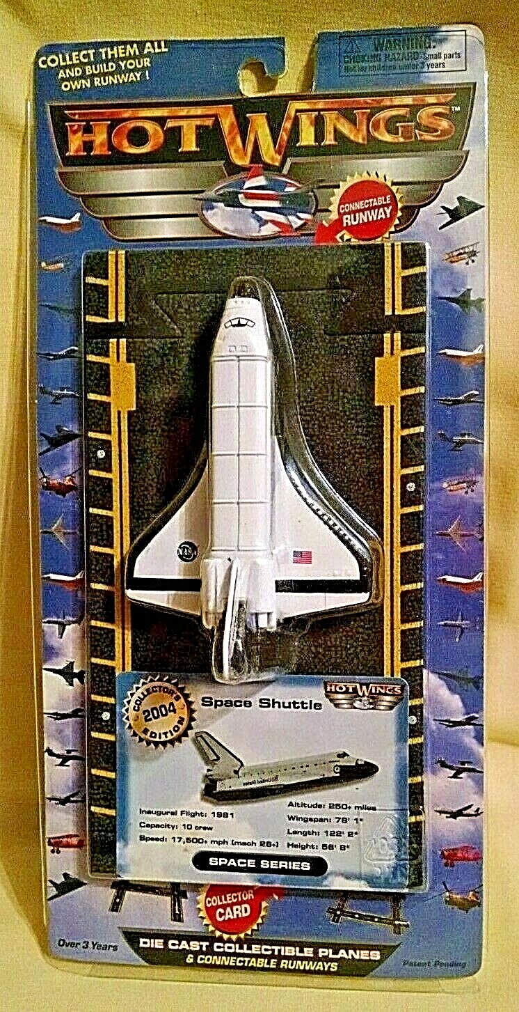 SPACE SHUTTLE 2004 HOT WINGS JUST THINK TOYS RUNWAY CARD SPACE SER 12105 NOS.