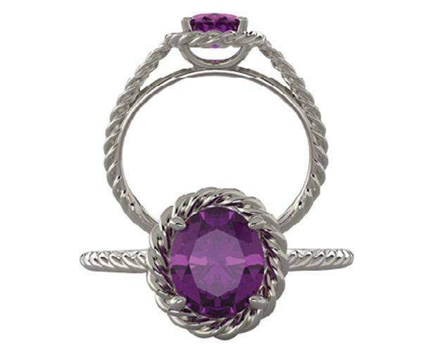 Sterling Silver Round Cut Solitaire Ring Setting - Classic Rope Lasso Style Ring