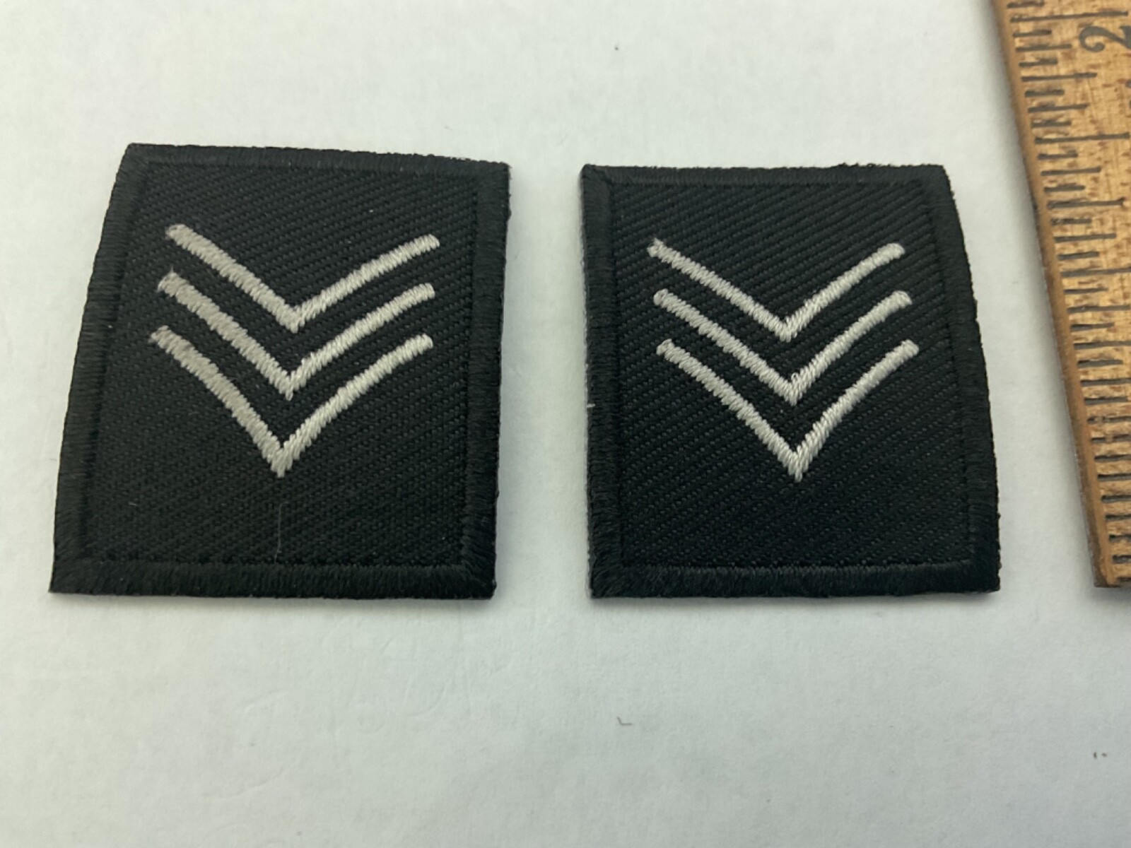 Pair Police,Law Enforcement, Sergeant Bars Collar Patches Black & Grey