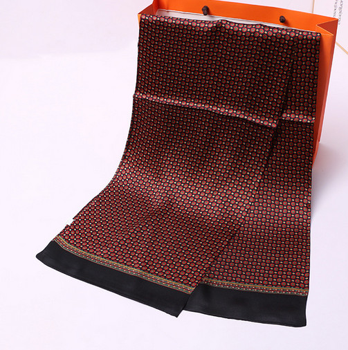 100% Silk men Scarf satin neckerchief Wrap dot black red soft MY116-29