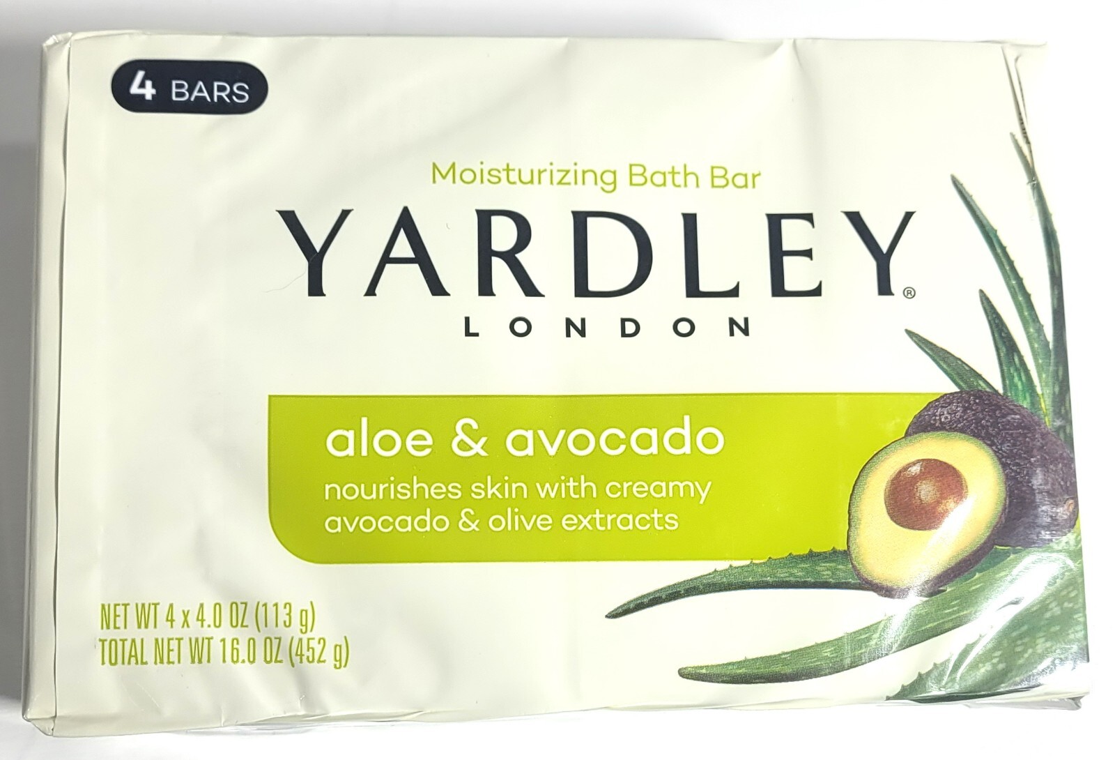4 Pack Yardley London Aloe & Avocado Natural Moisturizing Bath Bar - 4 oz Ea